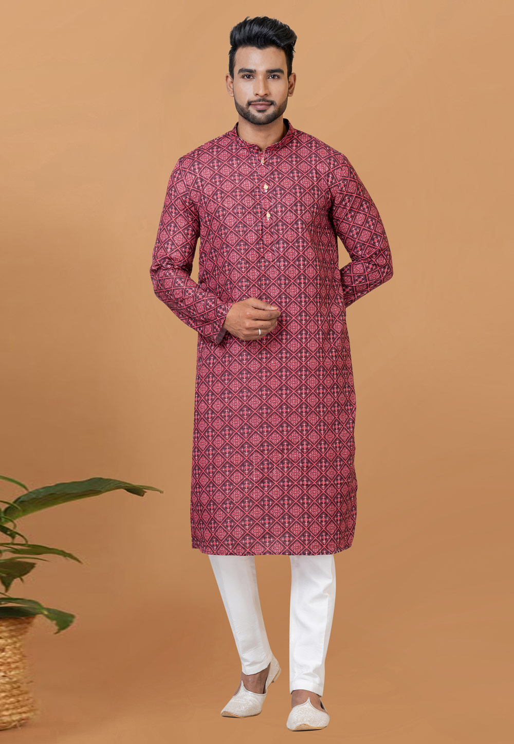 Pink Cotton Kurta Pajama 273059