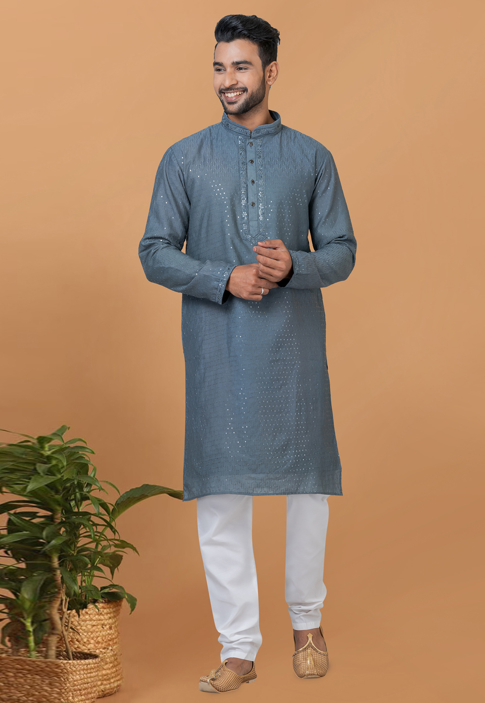 Grey Viscose Kurta Pajama 276118