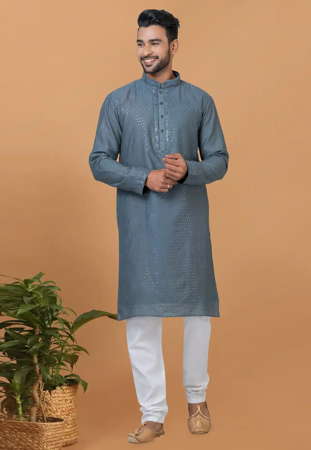 Grey Viscose Kurta Pajama 276118
