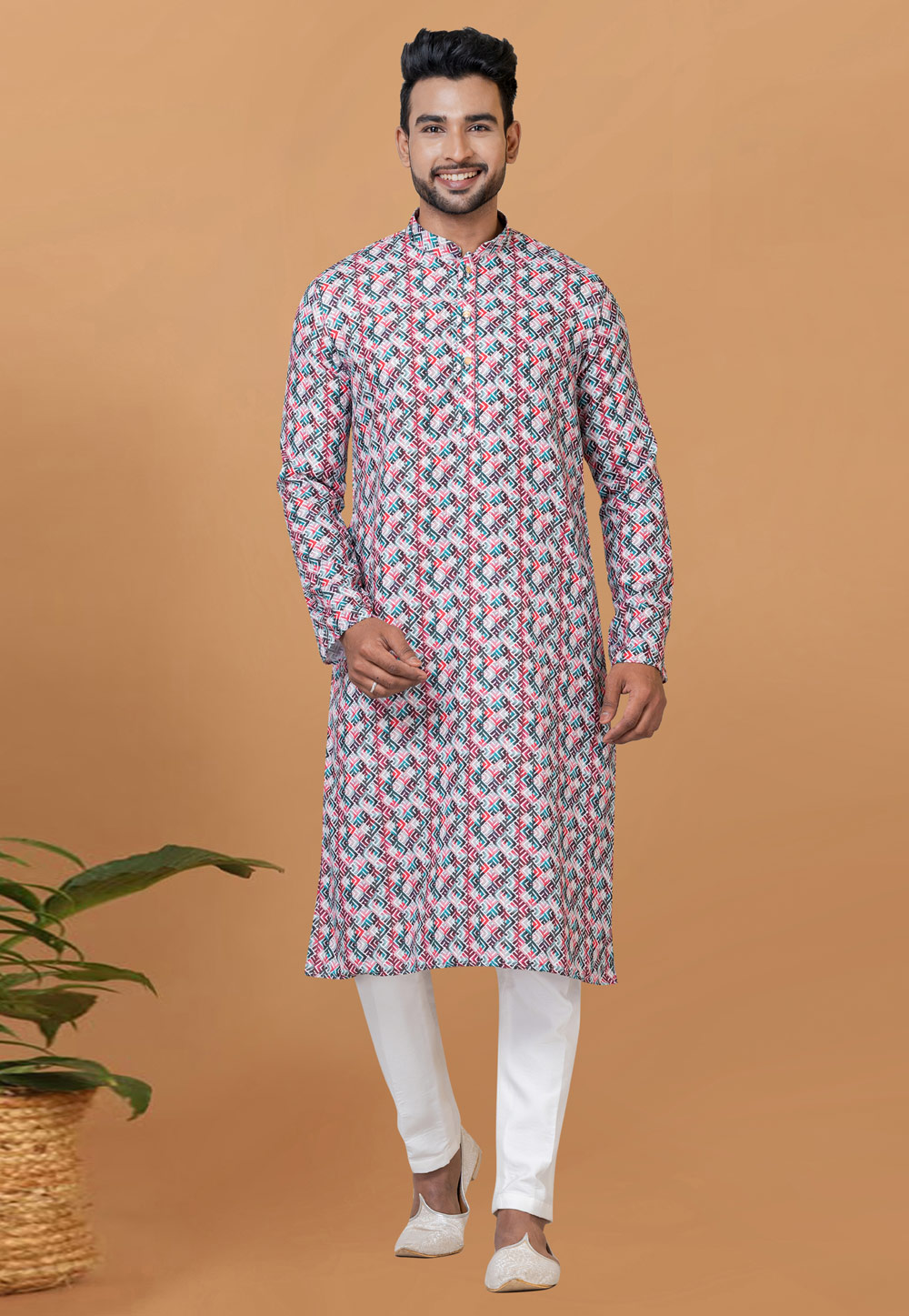 Off White Cotton Kurta Pajama 273060