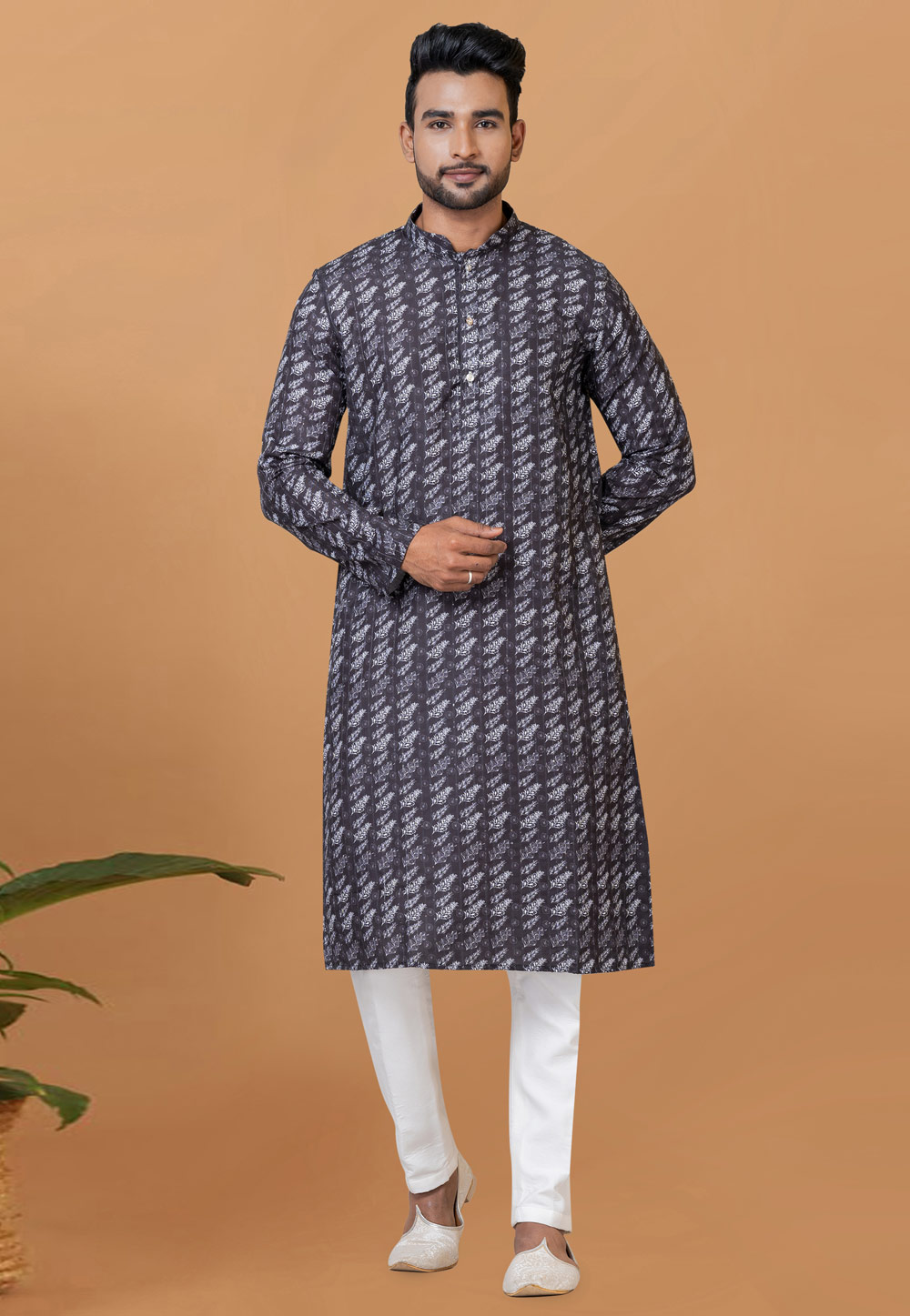 Black Cotton Kurta Pajama 273061
