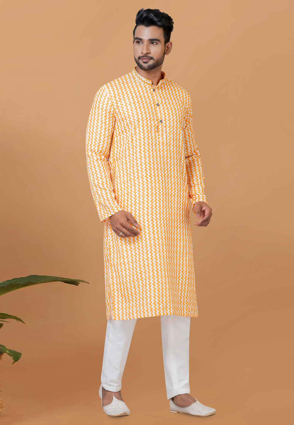White Cotton Kurta Pajama 273062