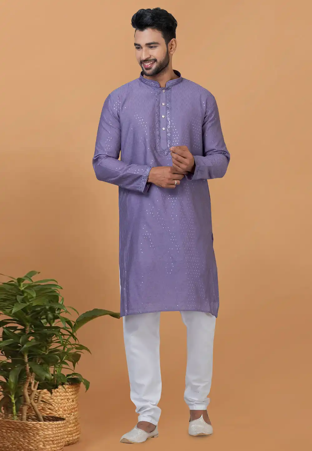 Lavender Viscose Kurta Pajama 276122