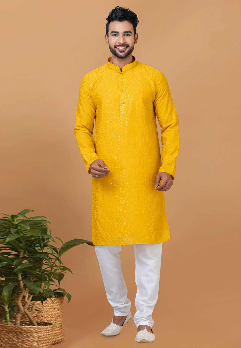 Yellow Viscose Kurta Pajama 276124