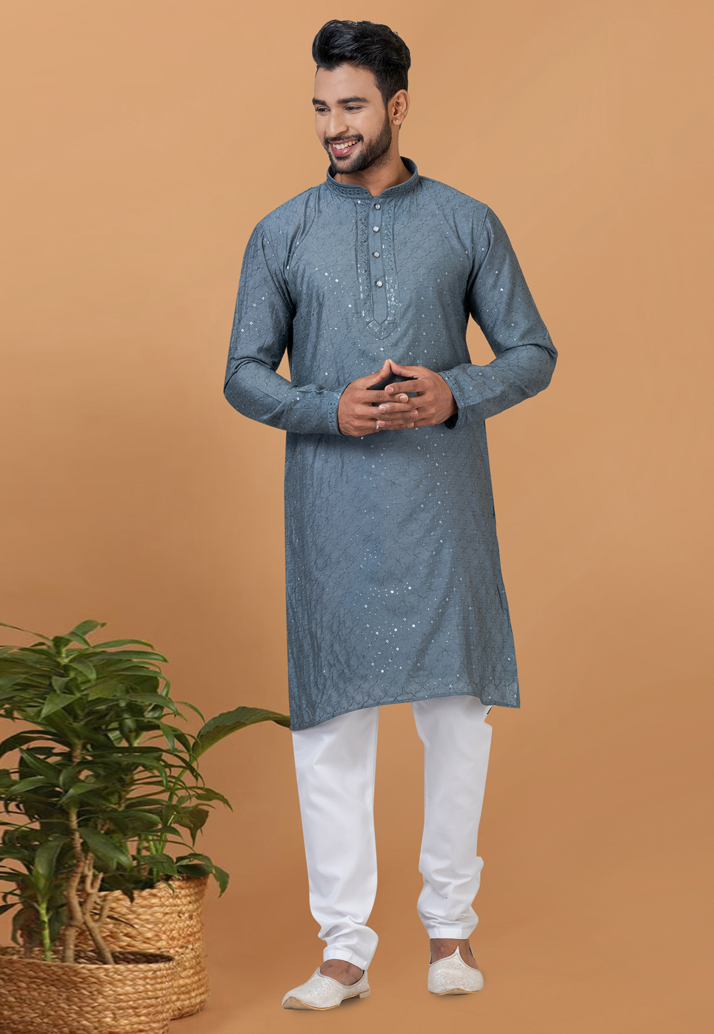 Grey Viscose Kurta Pajama 276125