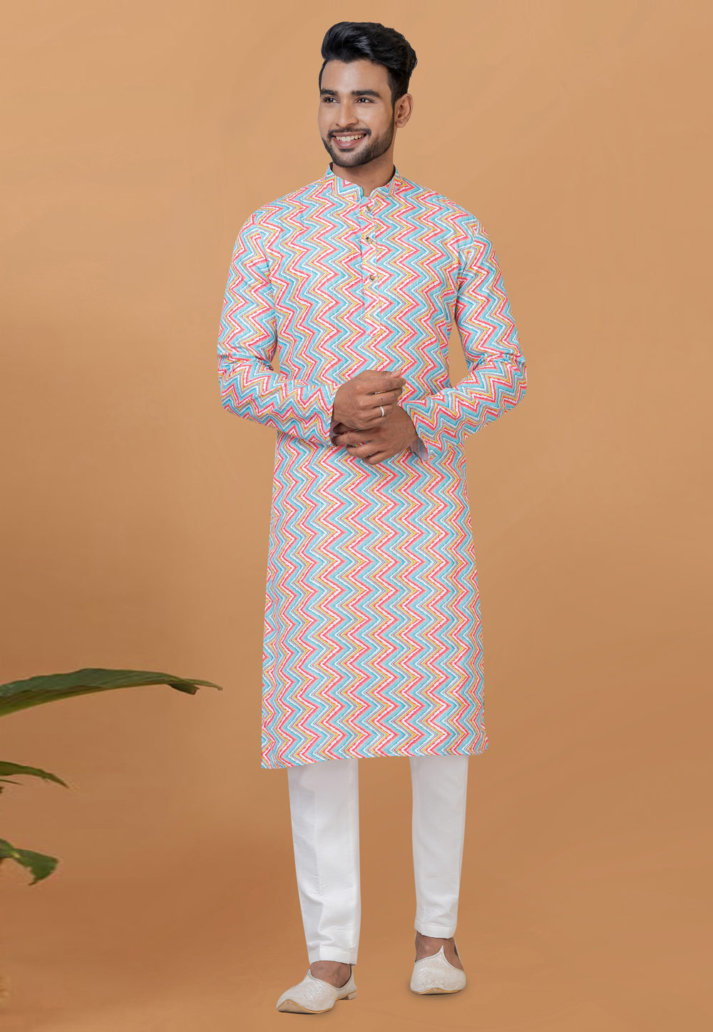 Sky Blue Cotton Kurta Pajama 273068