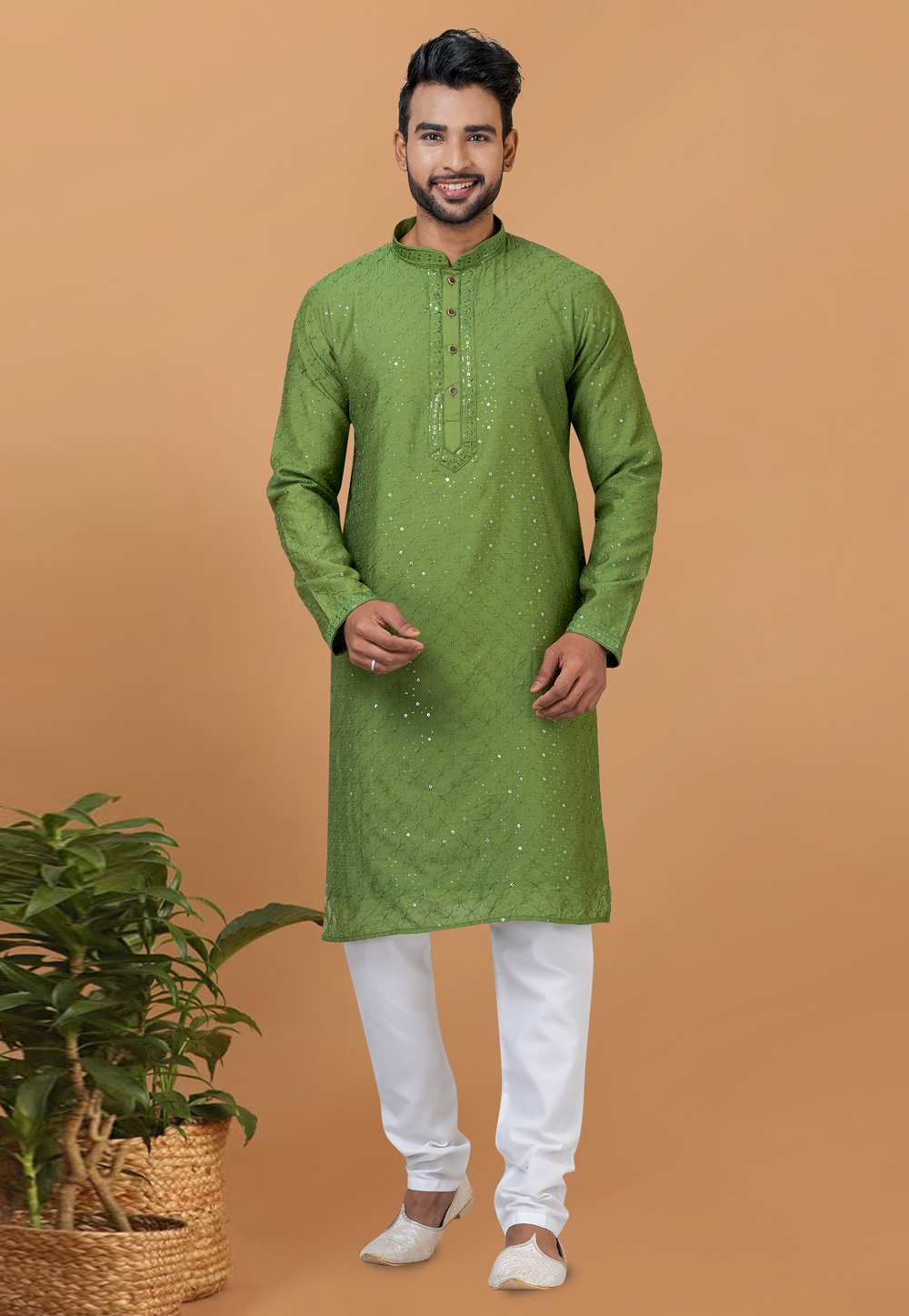 Green Viscose Kurta Pajama 276130
