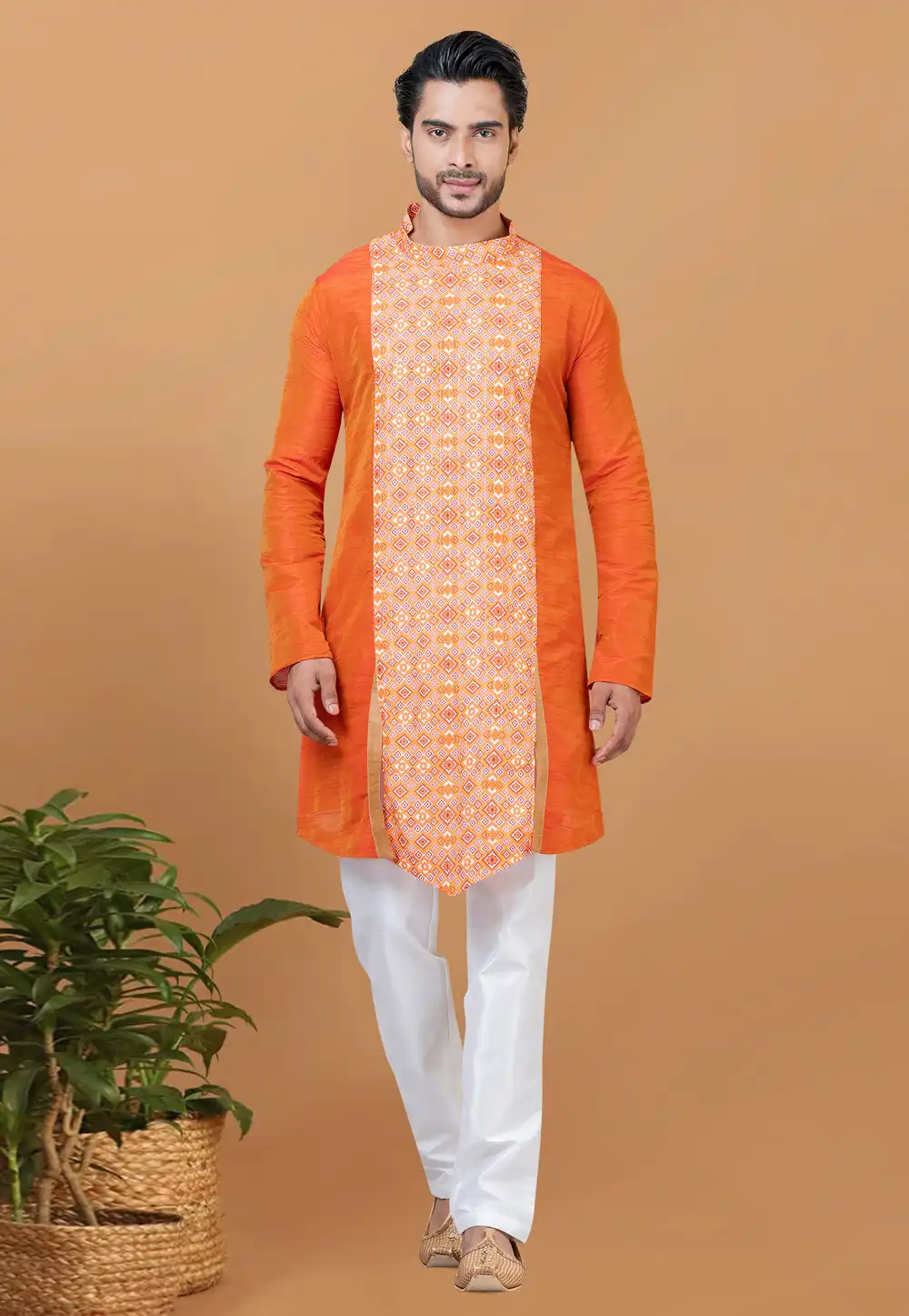 Orange Banarasi Kurta Pajama 272880