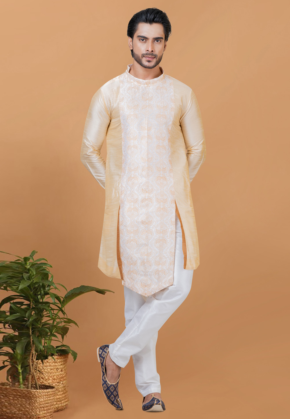 Beige Banarasi Kurta Pajama 272882