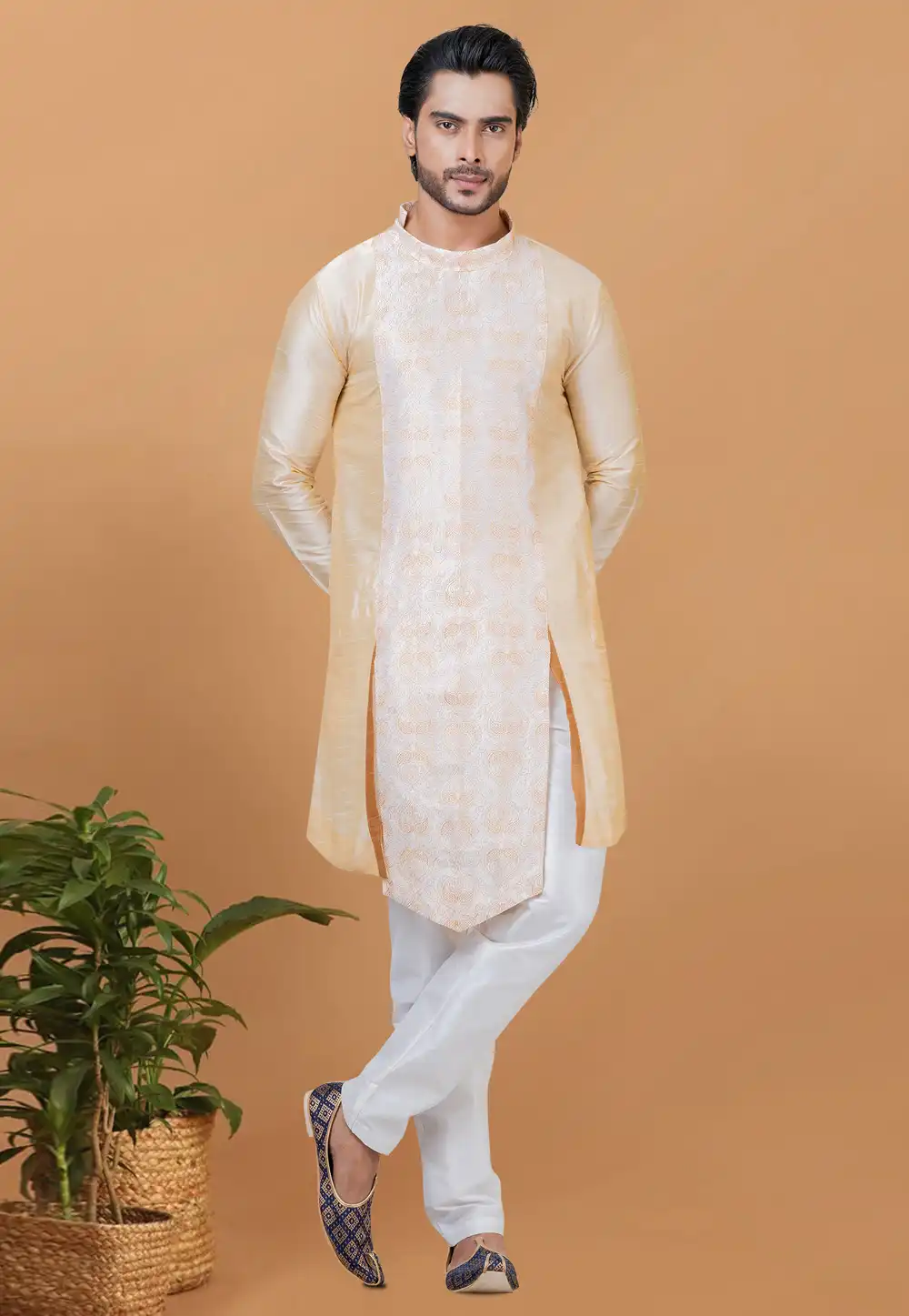 Beige Banarasi Kurta Pajama 272882