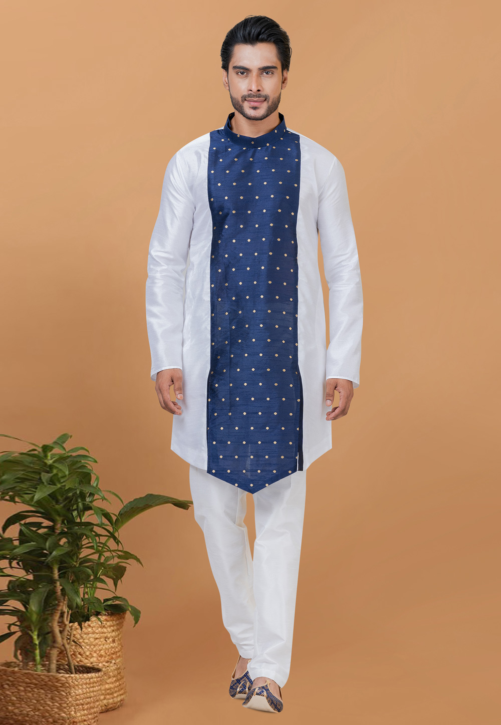 White Banarasi Kurta Pajama 272884