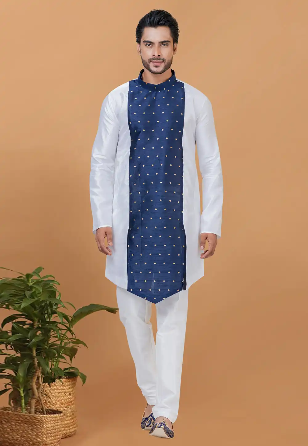 White Banarasi Kurta Pajama 272884