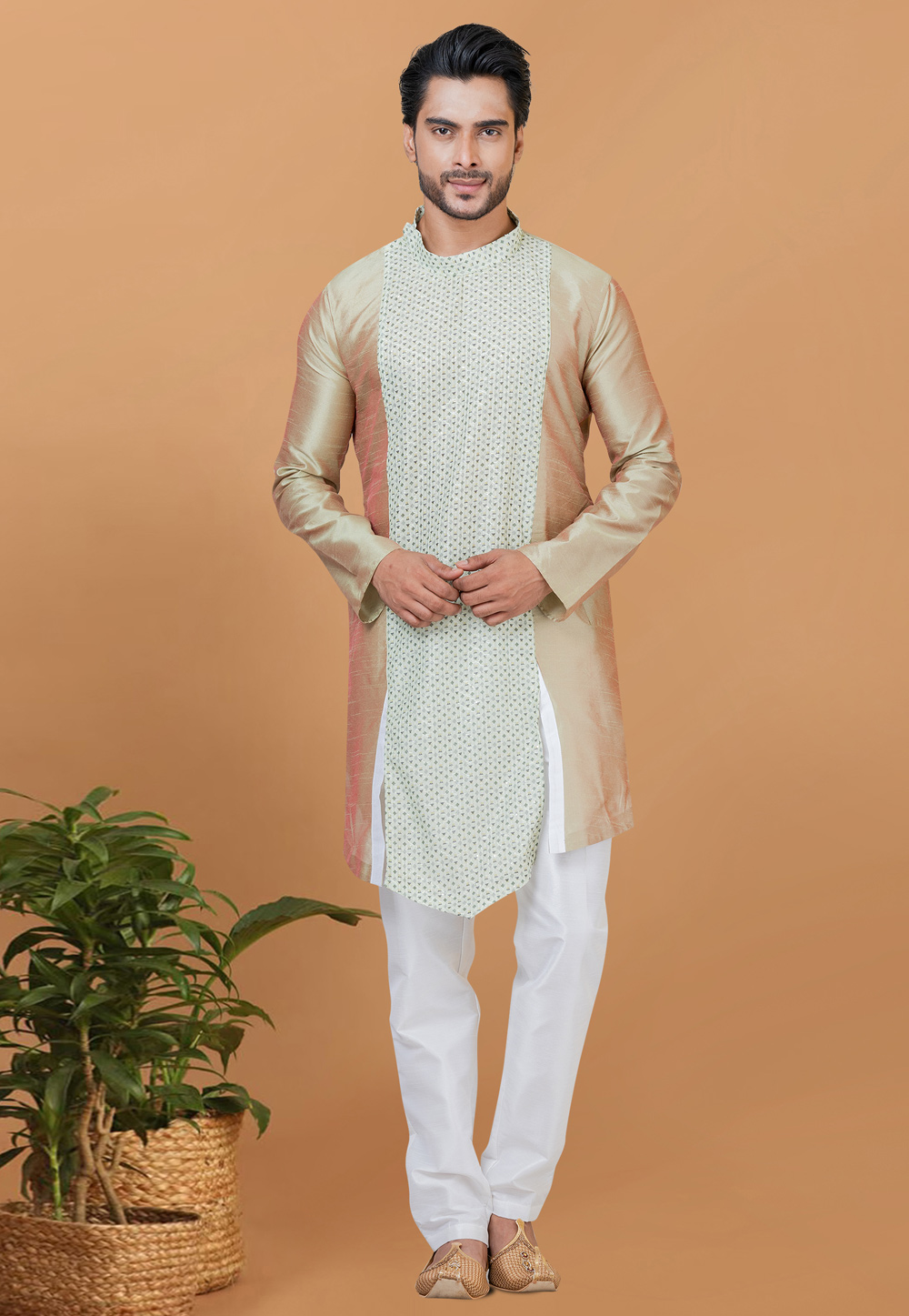 Beige Banarasi Kurta Pajama 272885