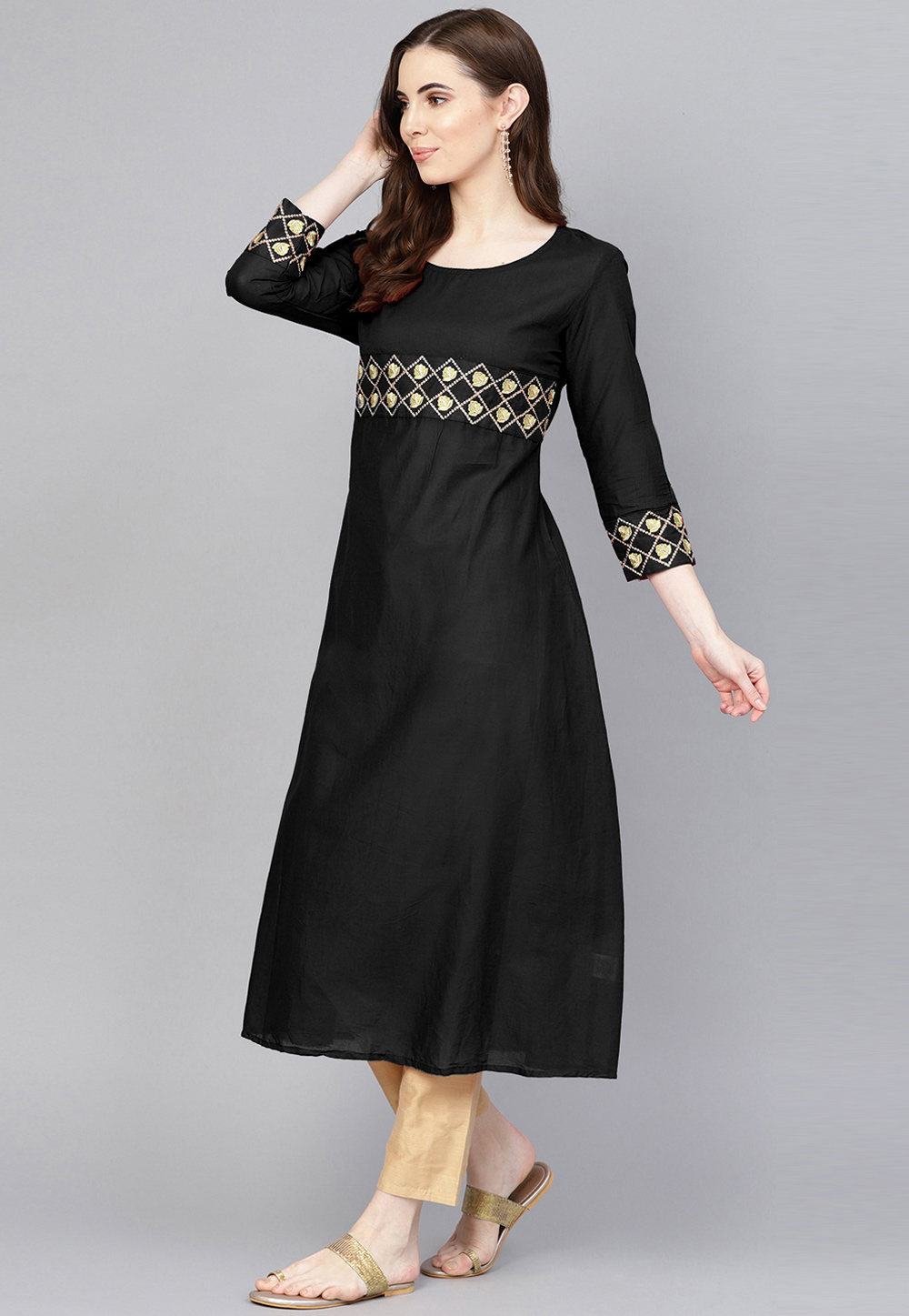 Black Rayon Readymade Kameez With Palazzo 204943