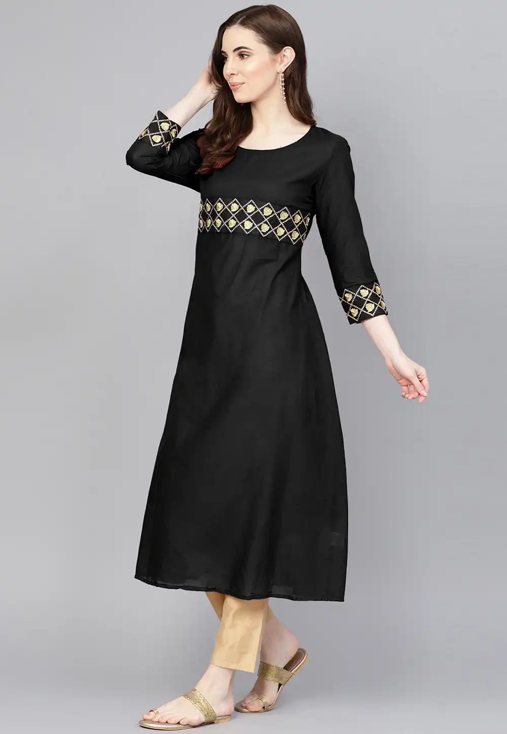 Black Rayon Readymade Kameez With Palazzo 204943
