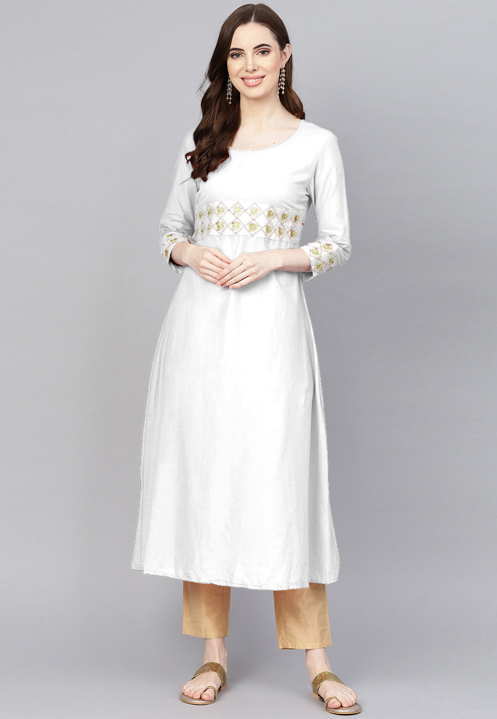White Rayon Readymade Pant Style Suit 204944