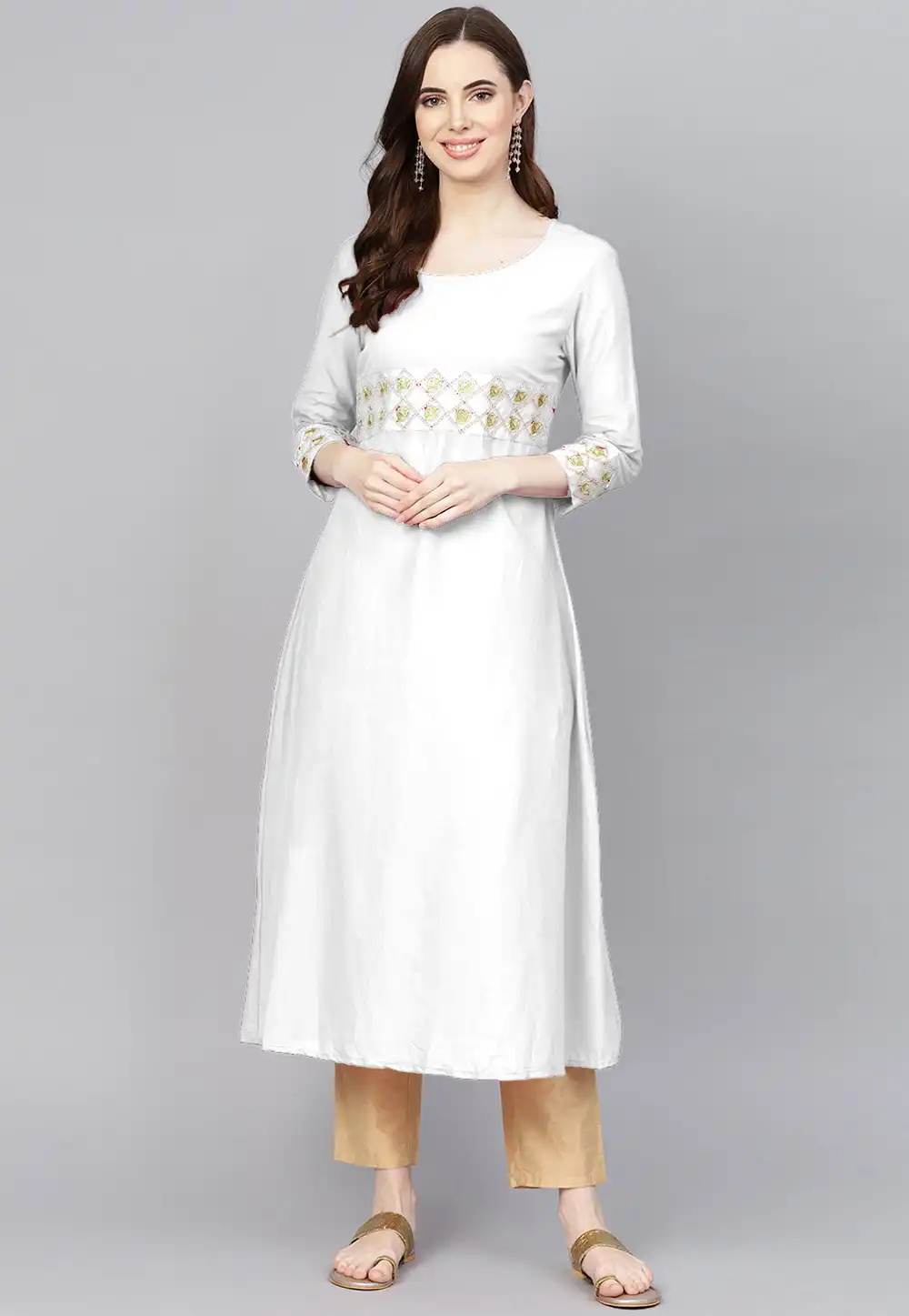 White Rayon Readymade Pant Style Suit 204944
