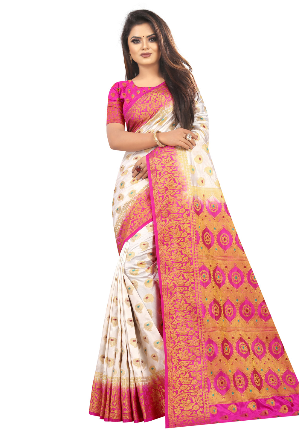 Off White Silk Festival Wear Saree 214192