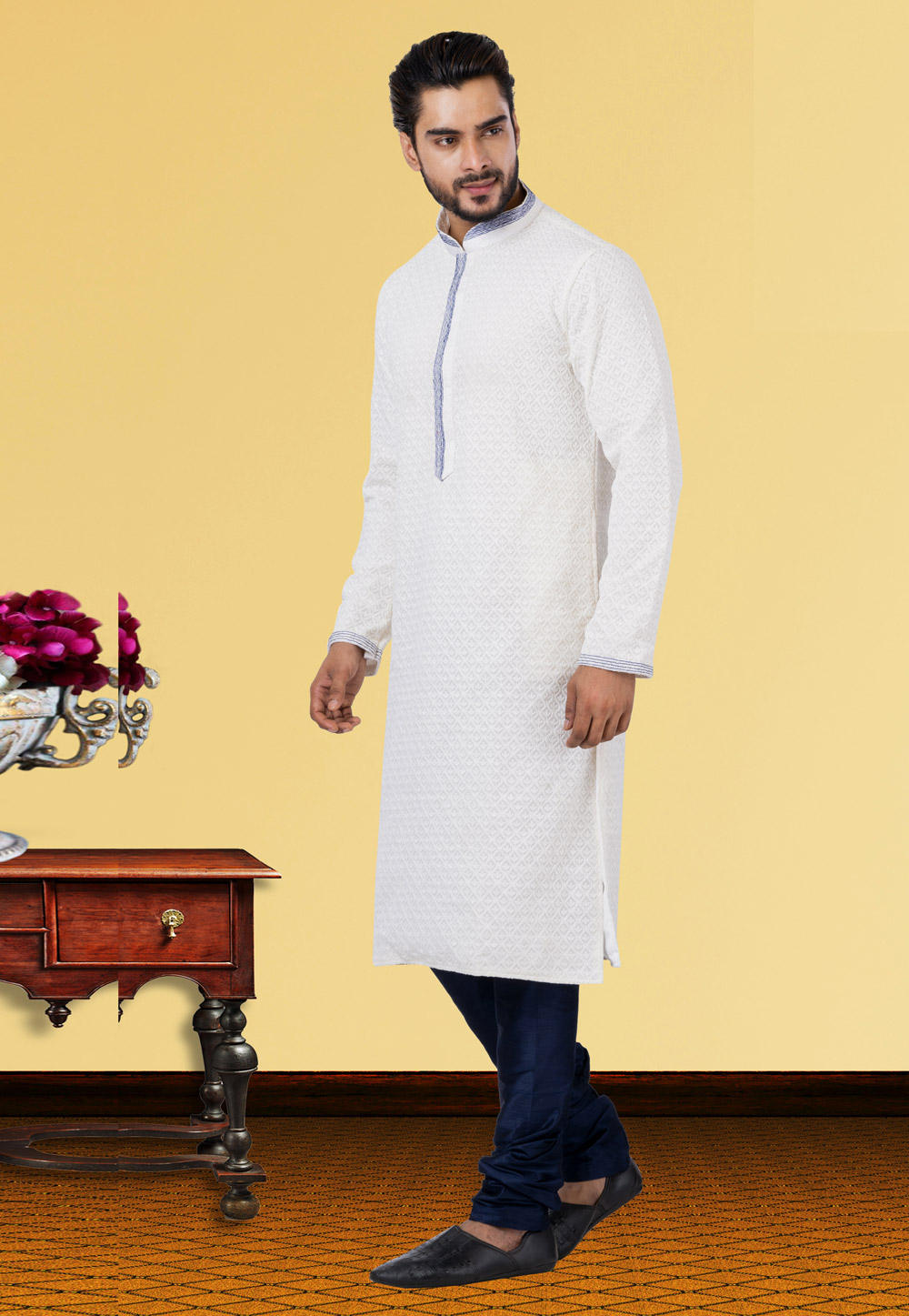 Off White Georgette Kurta Pajama 249771