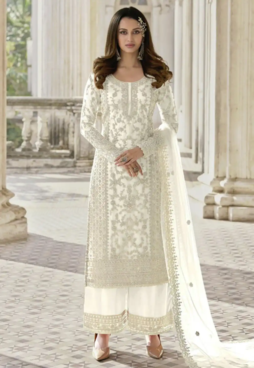 White Net Palazzo Suit 247717