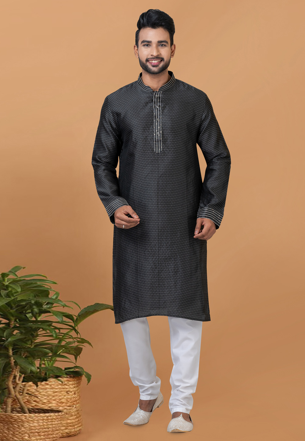 Black Silk Kurta Pajama 276147