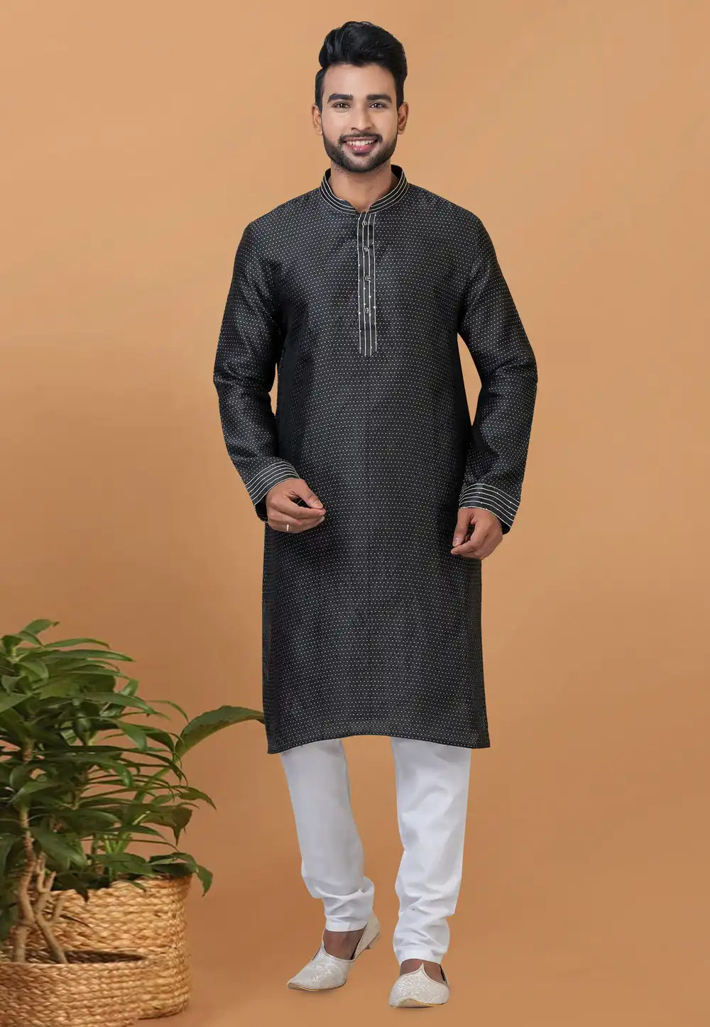 Black Silk Kurta Pajama 276147