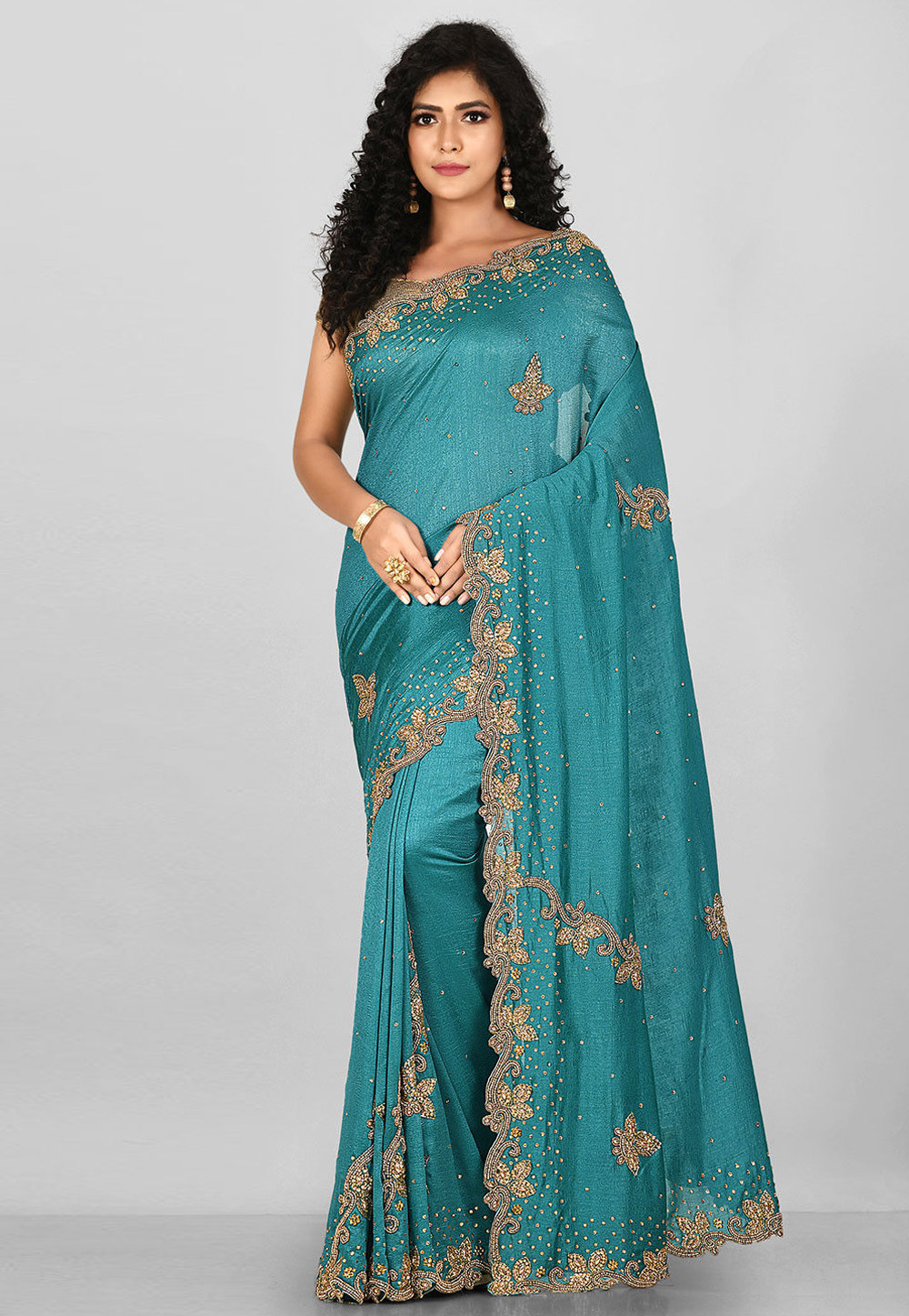 Sky Blue Art Silk Festival Wear Saree 242946