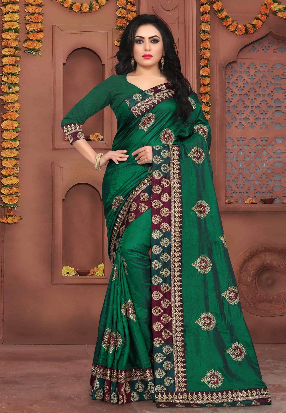 Green Silk Festival Wear Saree 154227