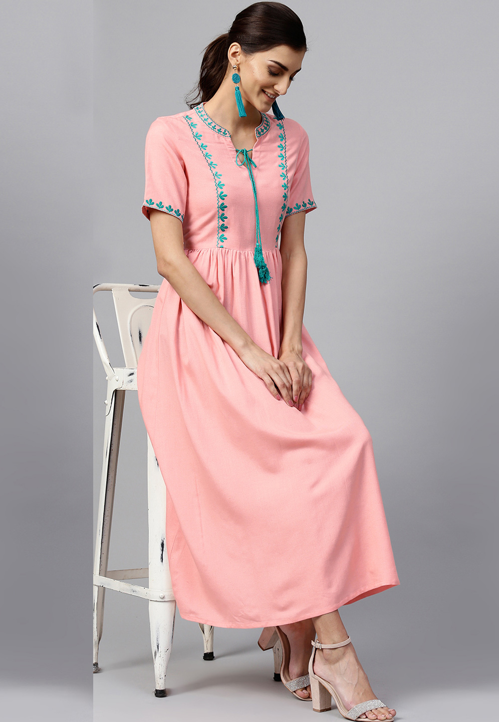 Pink Rayon Readymade Kurti 188939