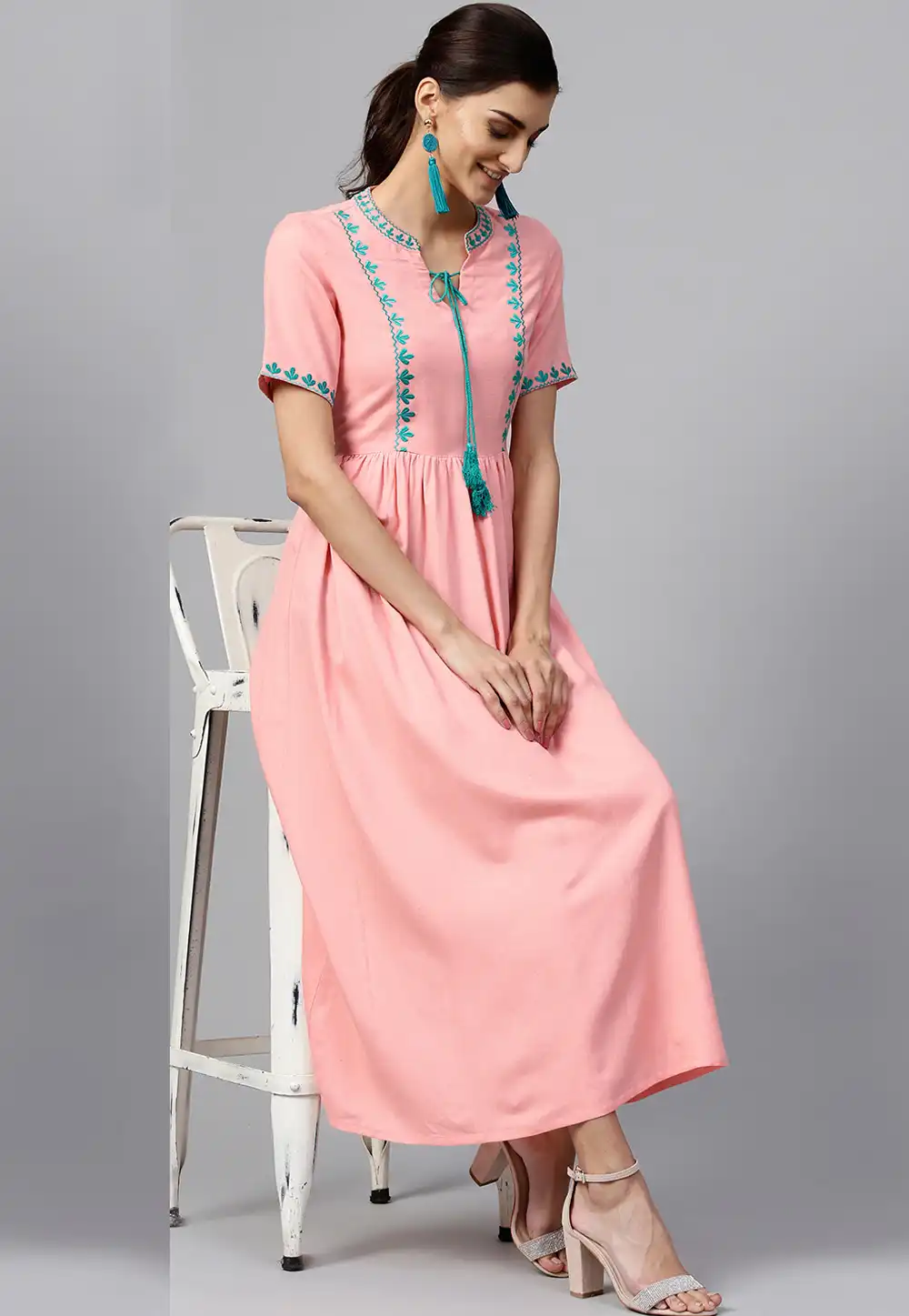 Pink Rayon Readymade Kurti 188939