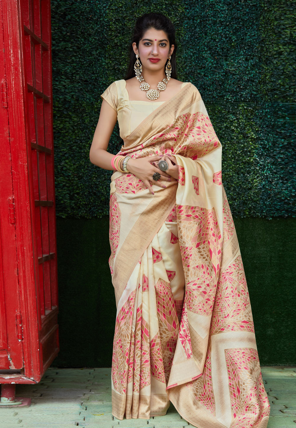 Beige Silk Festival Wear Saree 209373