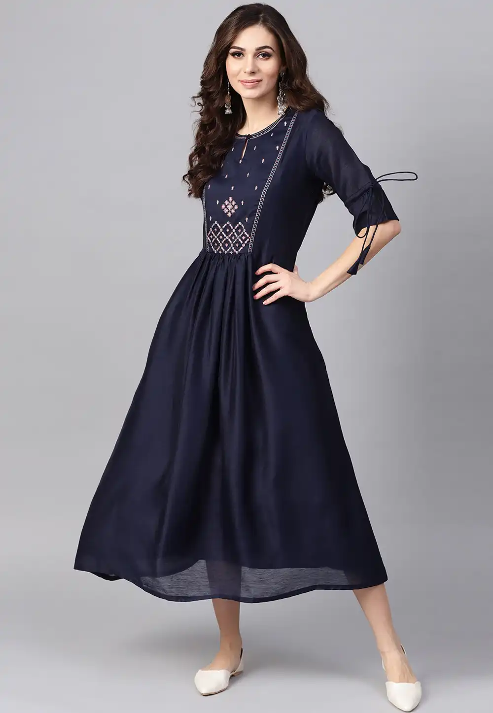 Navy Blue Rayon Readymade Tunic 188942
