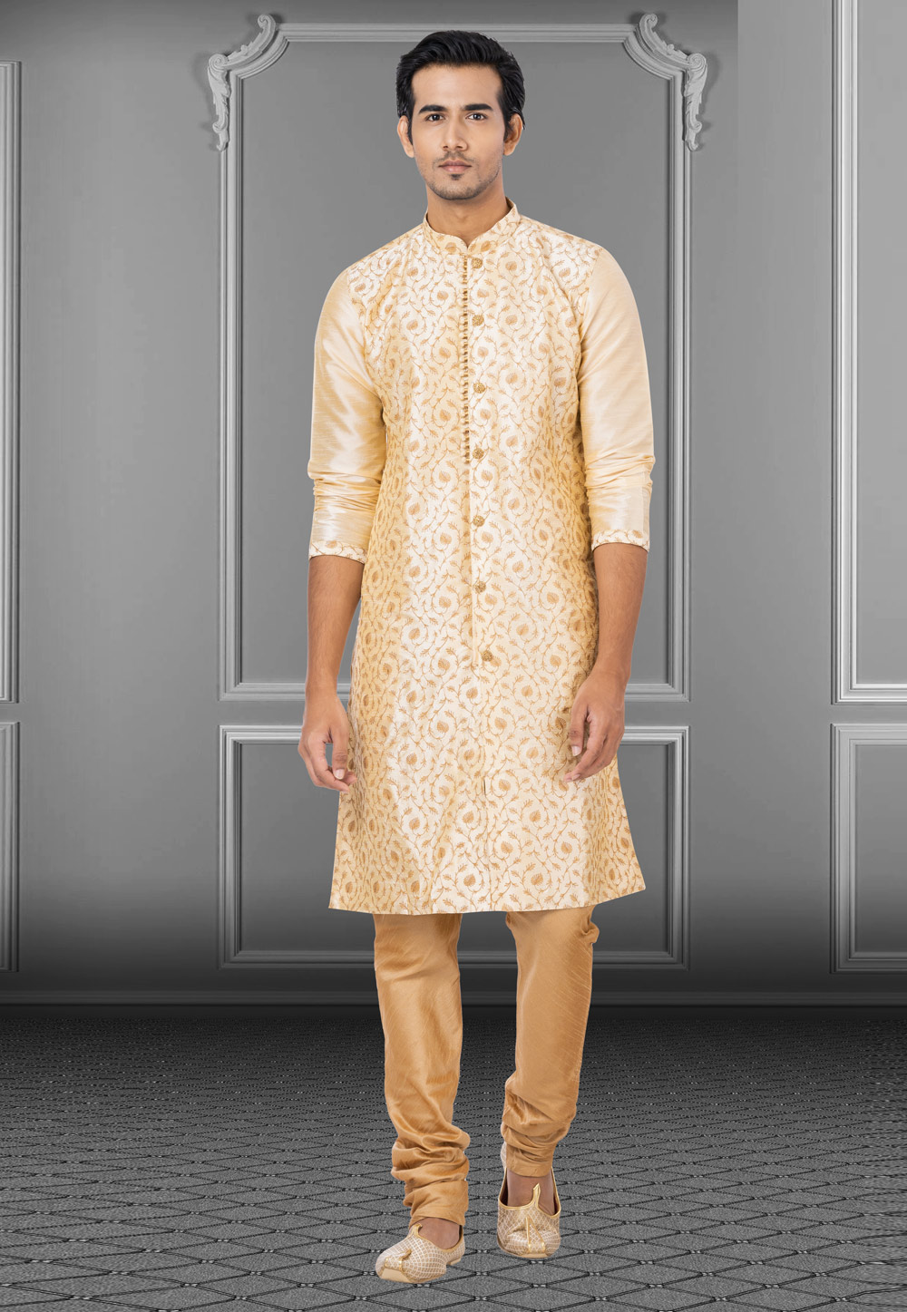 Cream Dupion Kurta Pajama 249792