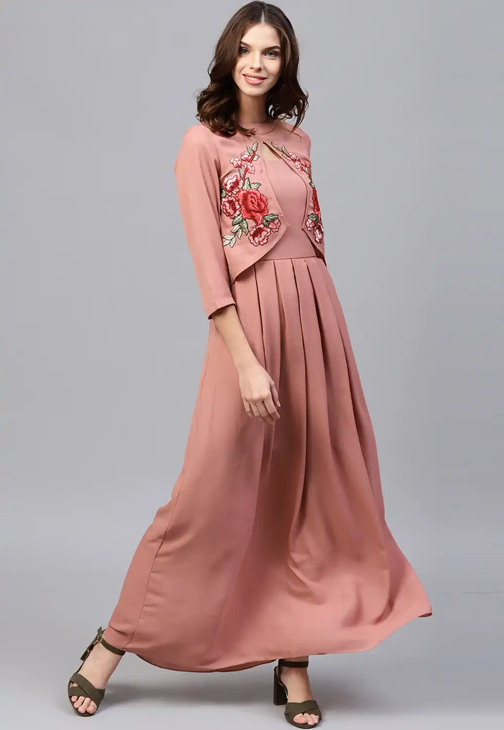 Peach Rayon Readymade Kurti 188943