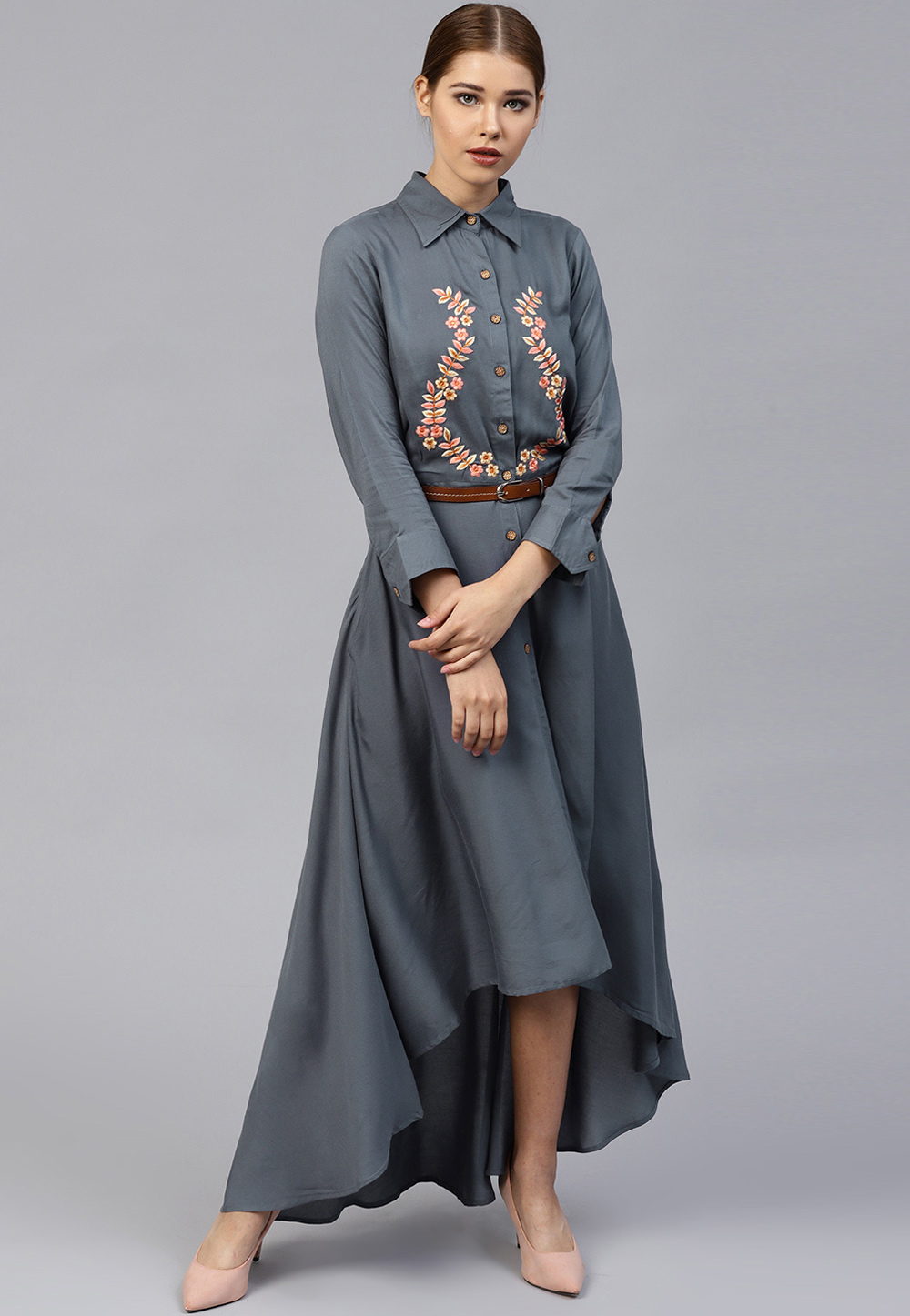 Grey Rayon Readymade Tunic 188944