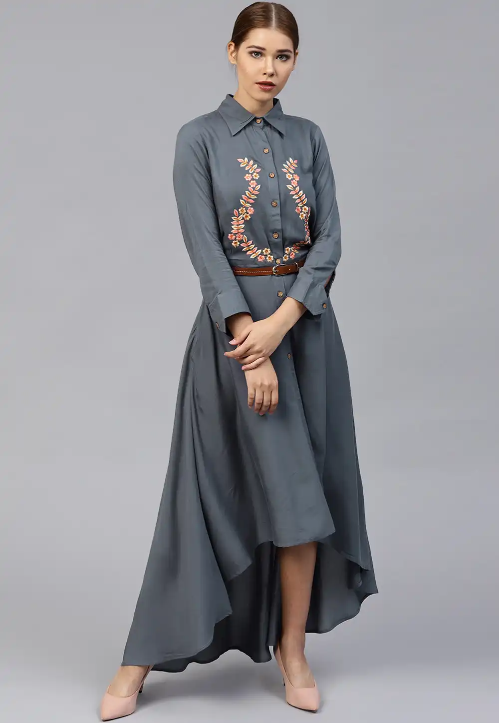 Grey Rayon Readymade Tunic 188944