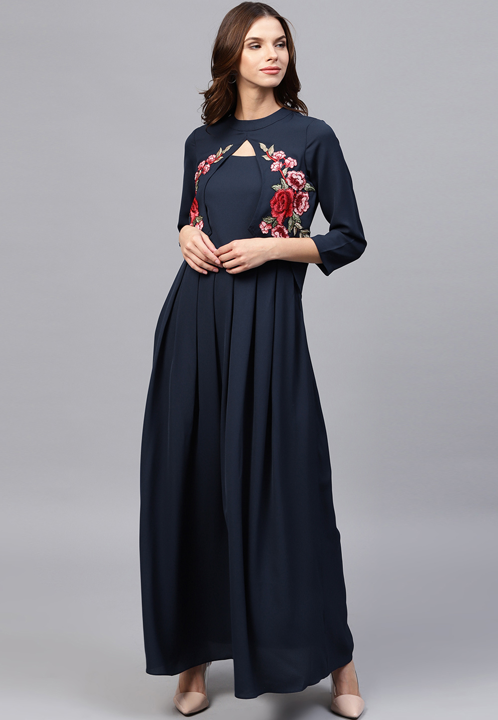 Navy Blue Rayon Readymade Kurti 188945