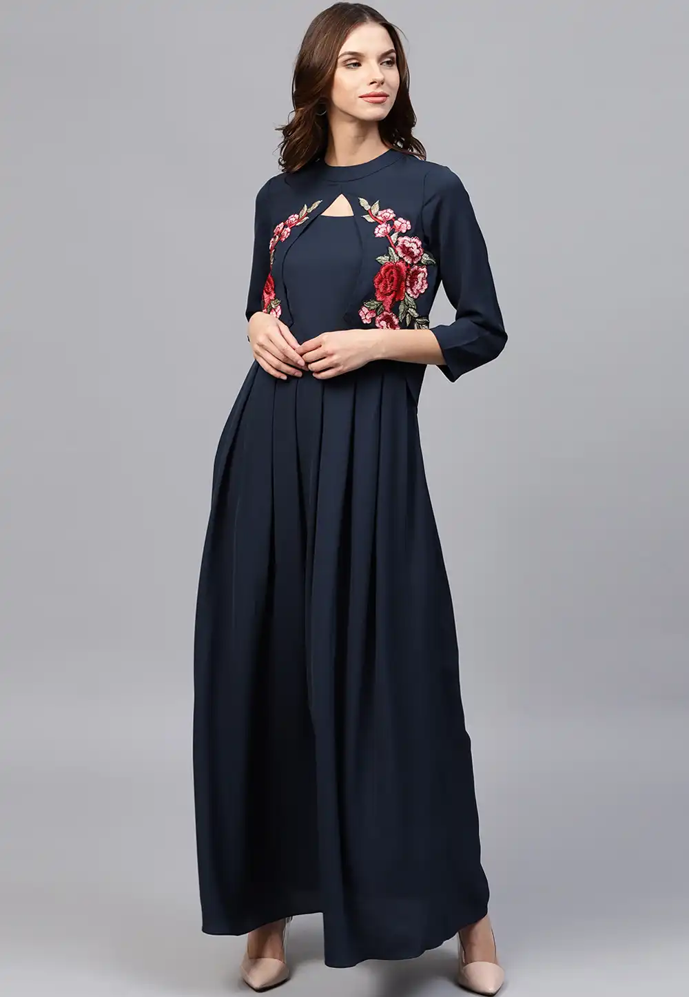 Navy Blue Rayon Readymade Kurti 188945