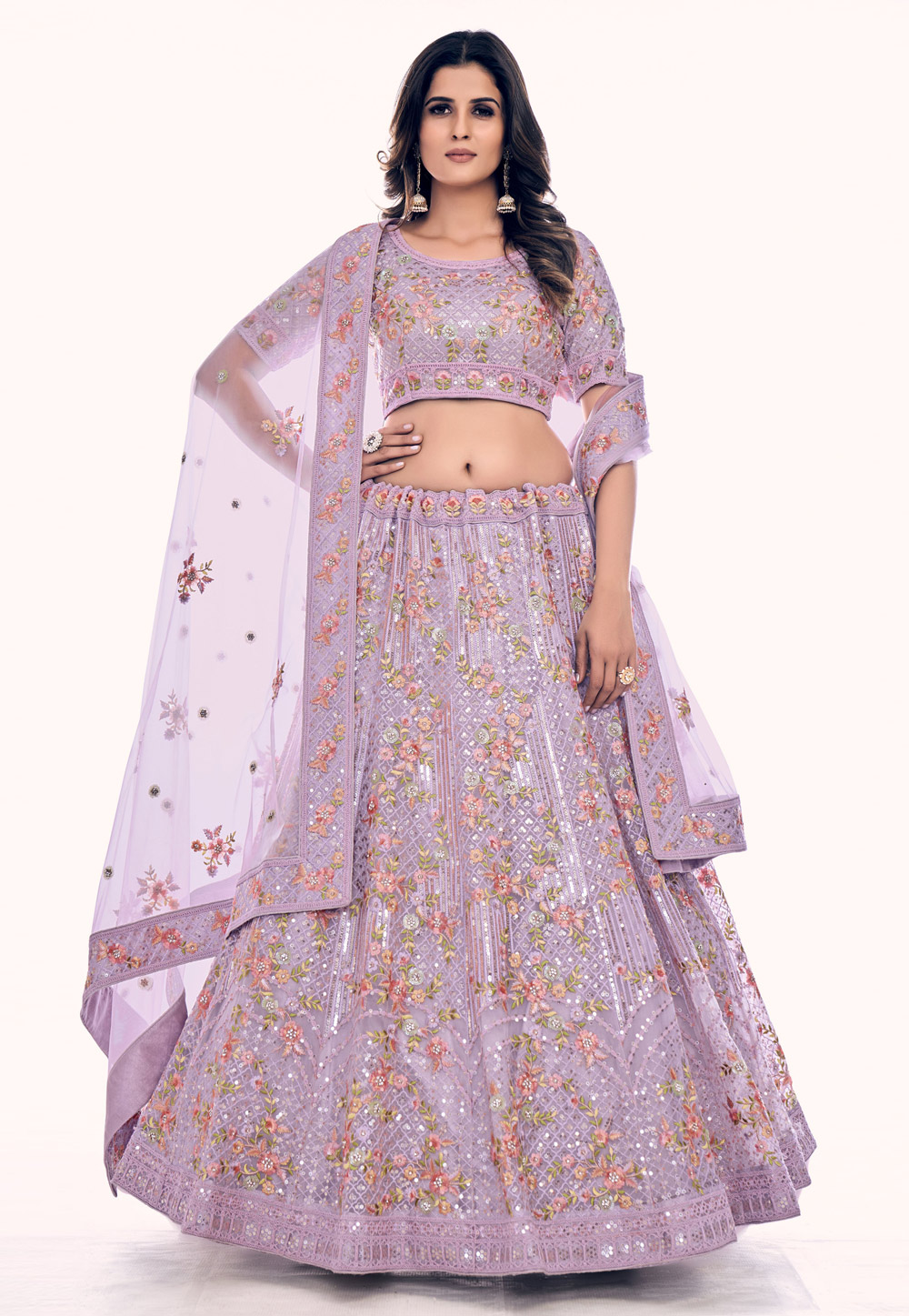 Light Purple Soft Net Circular Lehenga Choli 256042