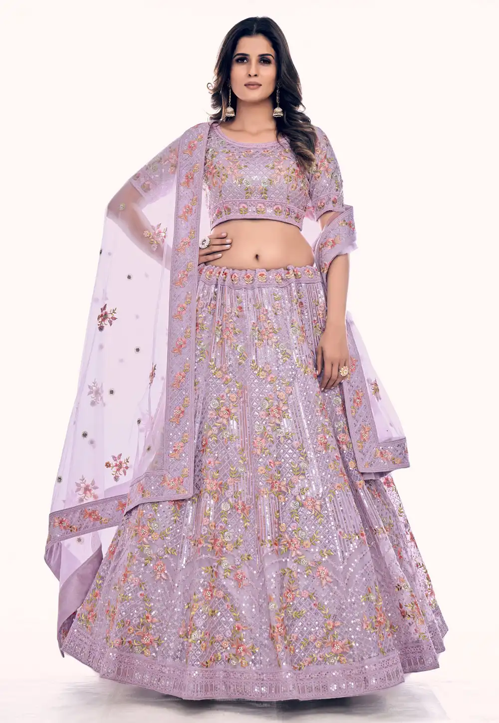Light Purple Soft Net Circular Lehenga Choli 256042