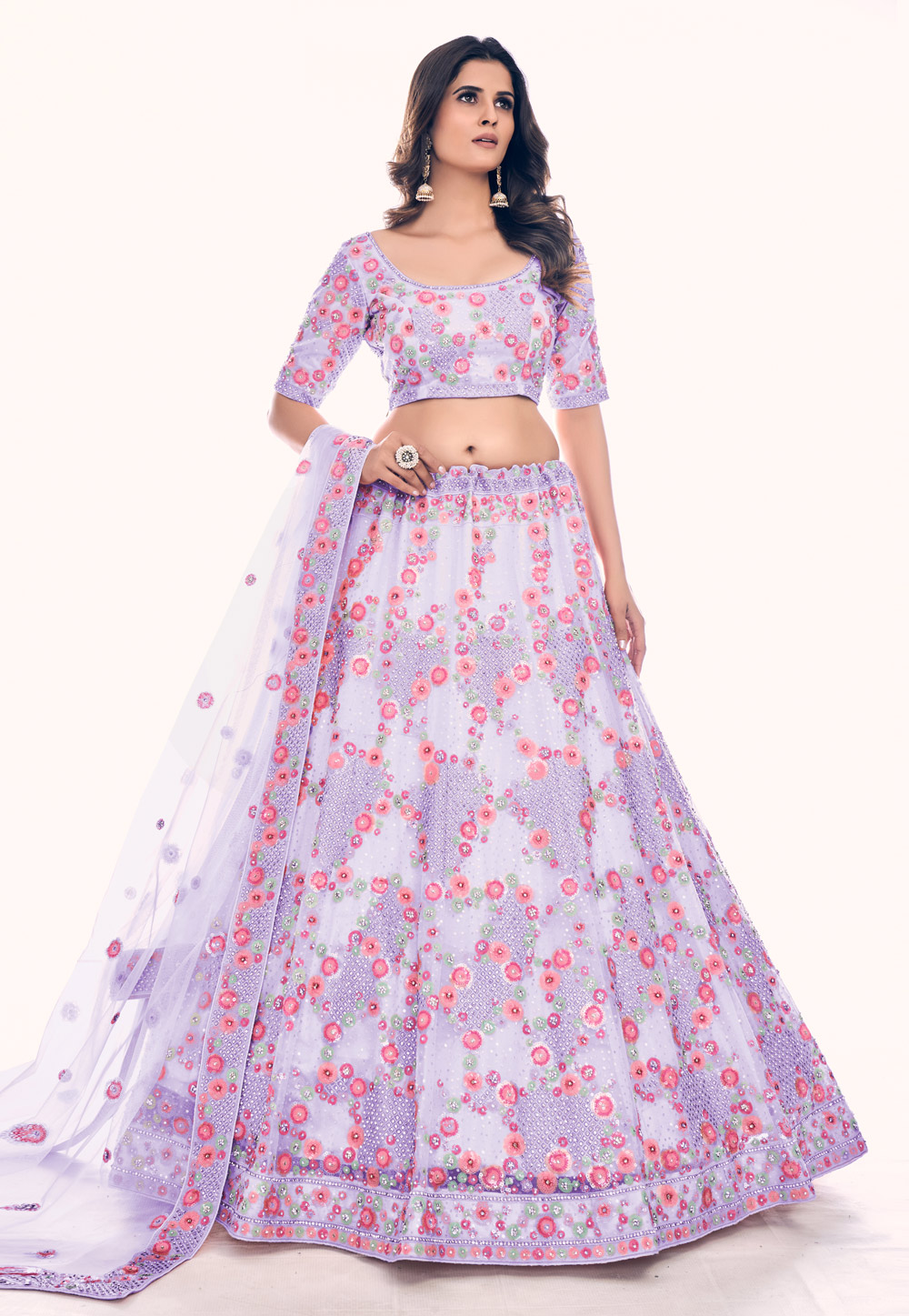 Light Purple Soft Net Circular Lehenga Choli 261939