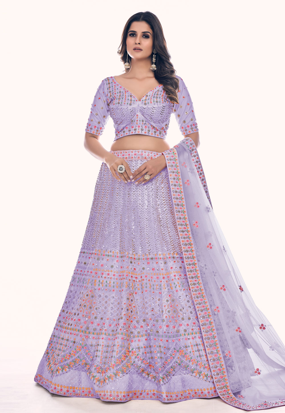 Light Purple Soft Net Circular Lehenga Choli 261947