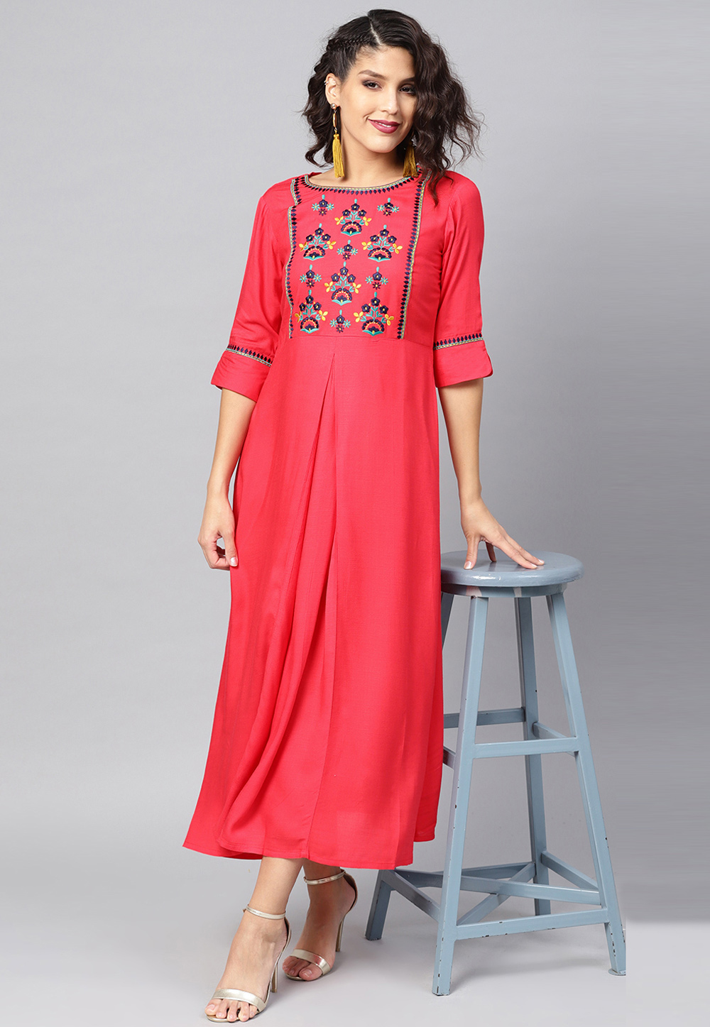Pink Rayon Readymade Kurti 188949