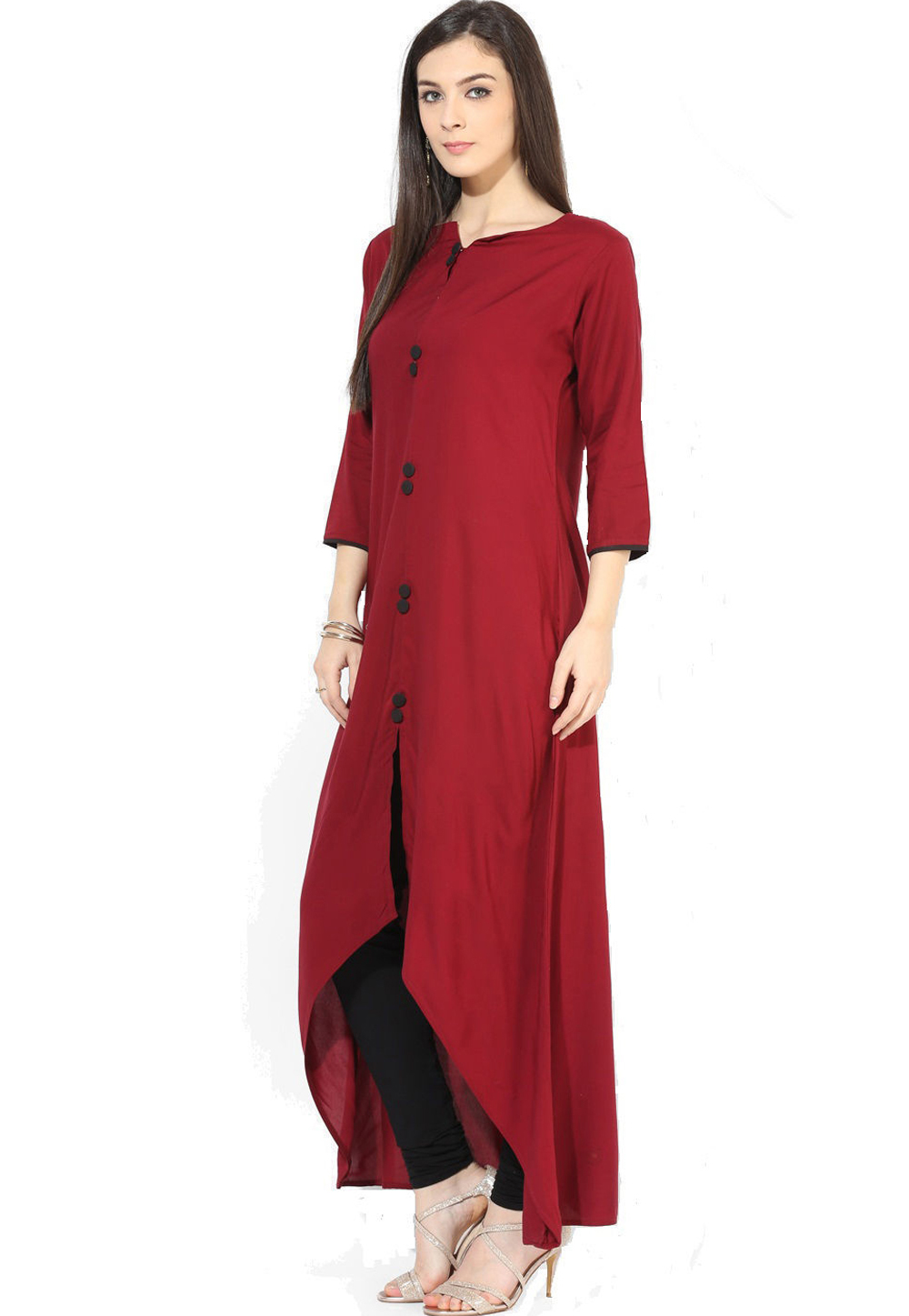 Maroon Rayon Readymade Kurti 188951