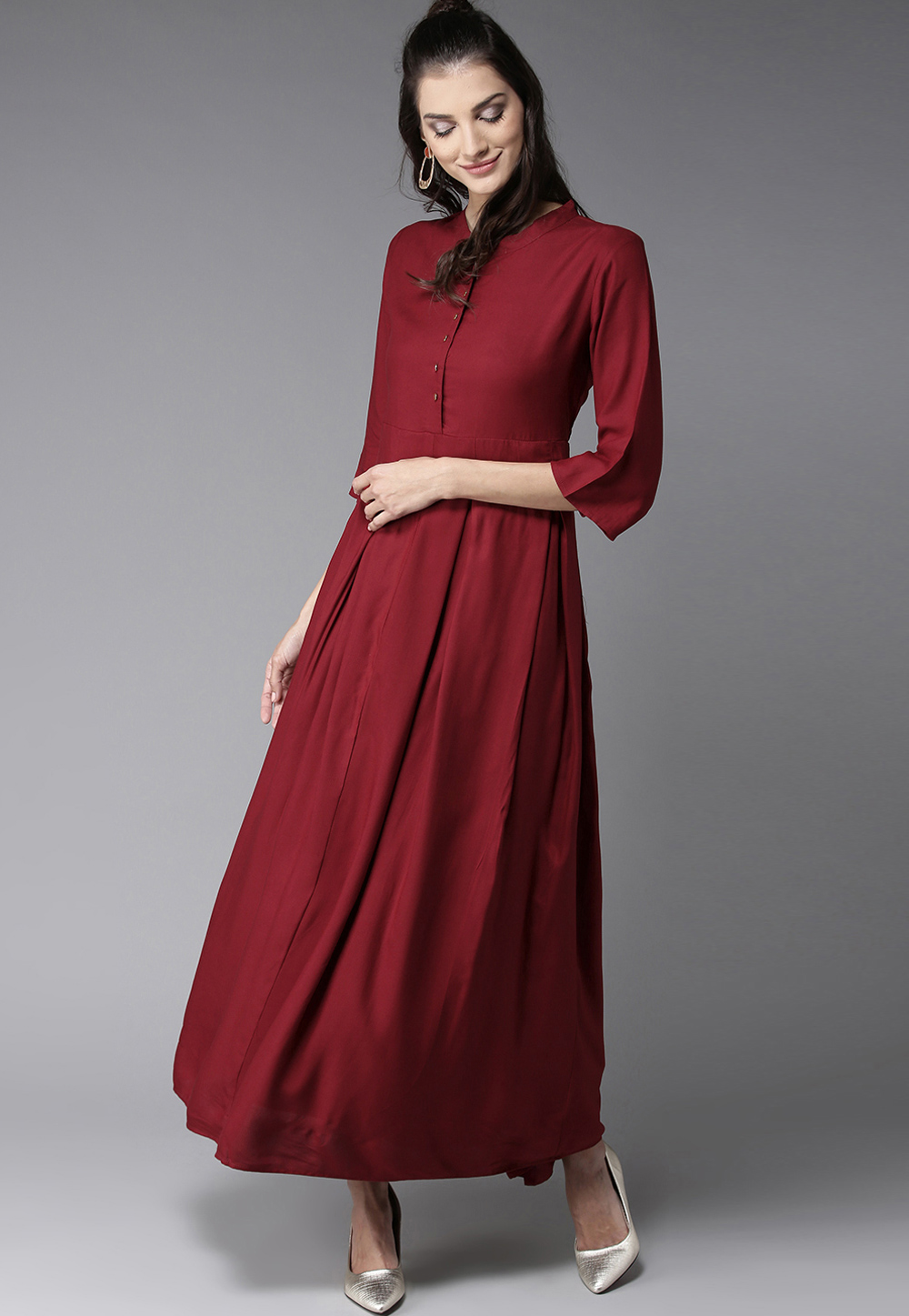 Maroon Rayon Readymade Tunic 188952