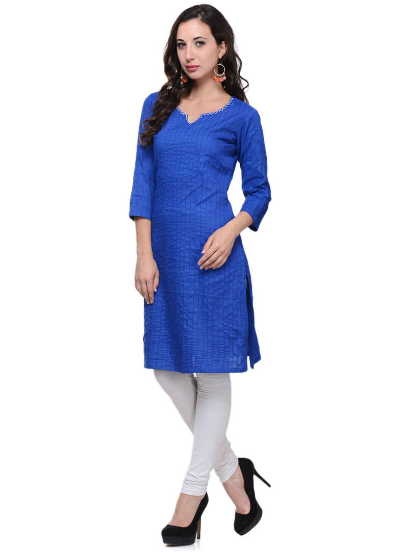 Blue Cotton Readymade Kurti 105028