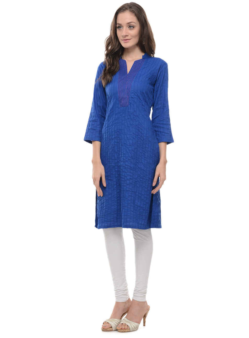 Blue Cotton Readymade Kurti 105032