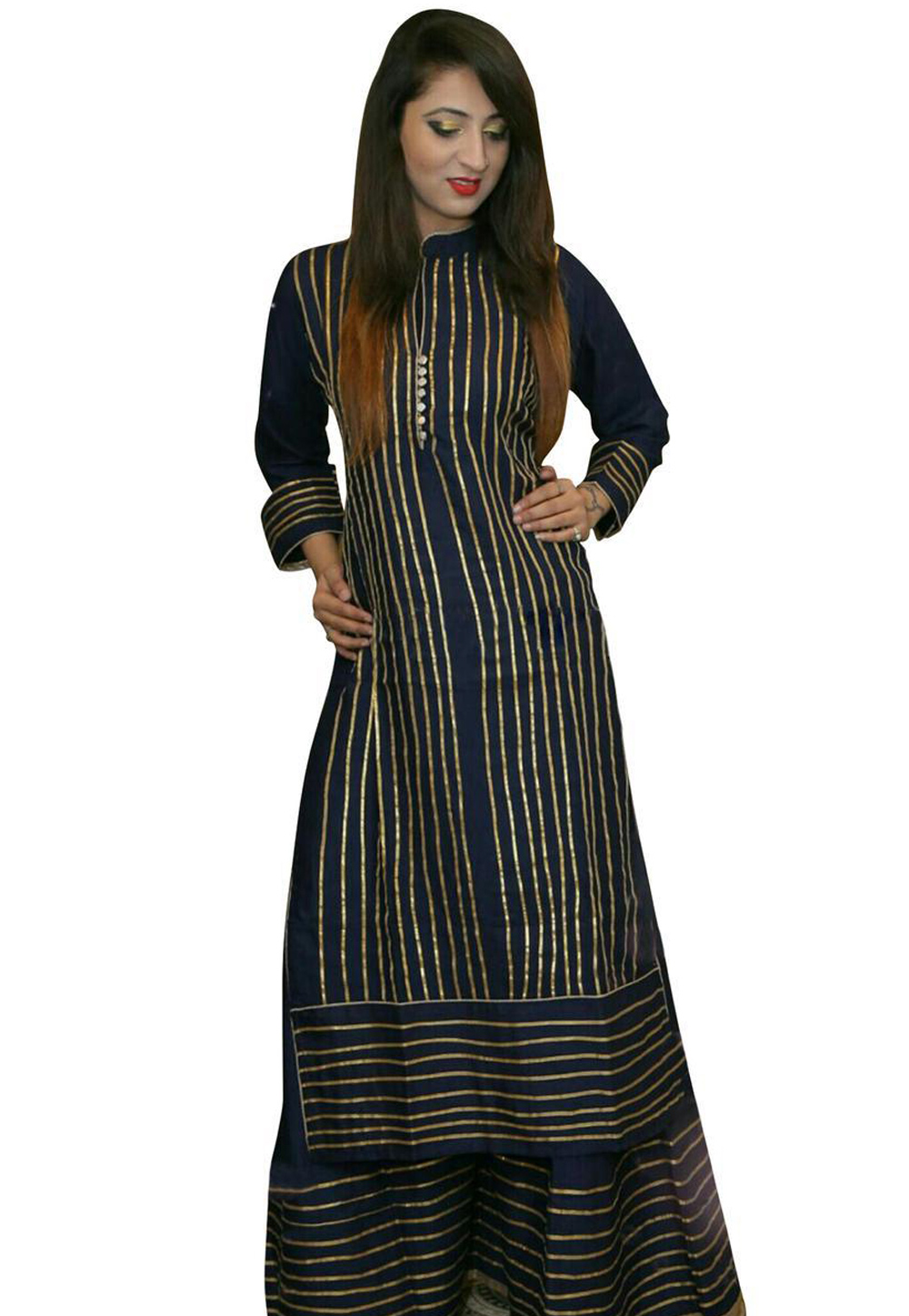Navy Blue Rayon Readymade Tunic 188954