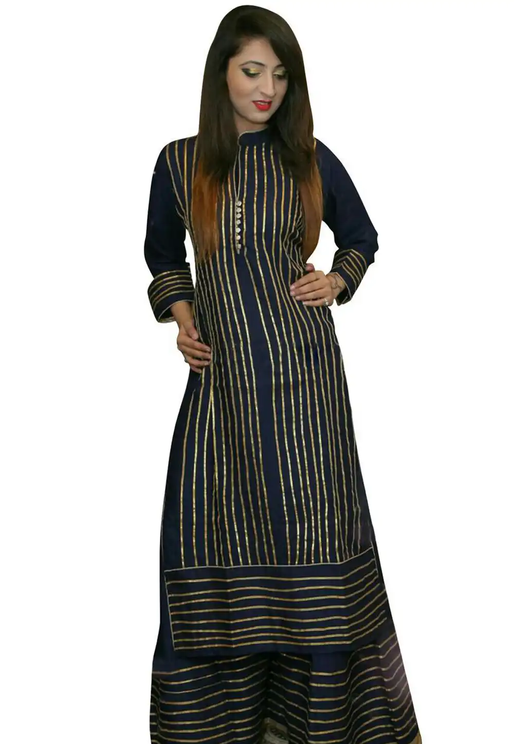 Navy Blue Rayon Readymade Tunic 188954