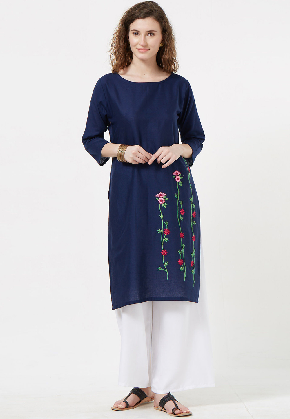 Navy Blue Rayon Readymade Kurti 188957